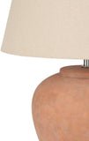 Home 20" Rustic Terracotta Ceramic Table Lamp with Fabric Shade, Bedside Nightstand Lamp