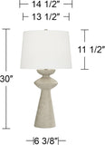 Euro Design Claire 30" Tall Sculptural Large Mid Century Modern Farmhouse Coastal End Table Lamp White Beige Living
