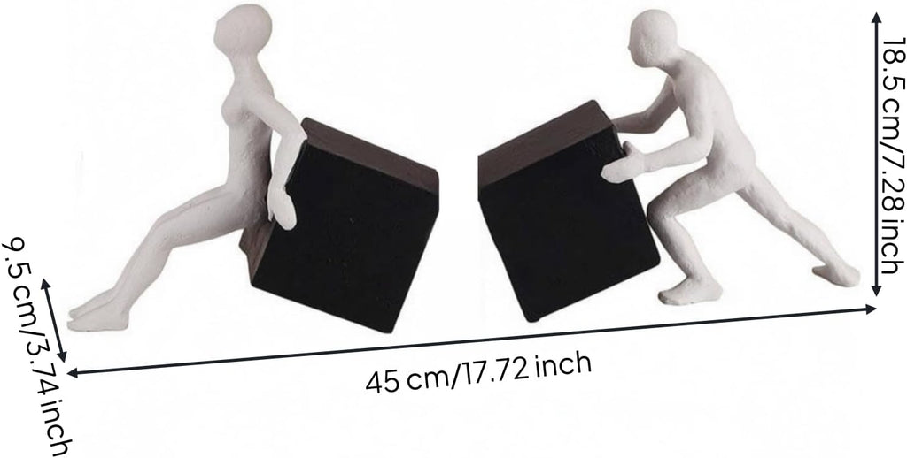 Abstract Figure Bookend Modern Sculptural Resin Decorative Piece Providing Structure for Novels Textbooks Magazines