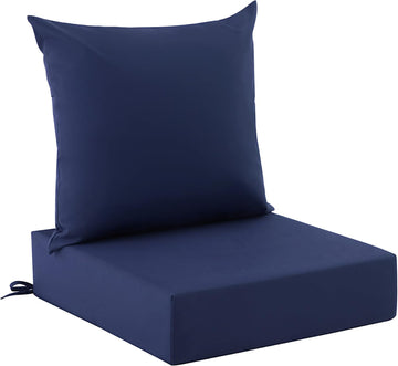 Outdoor Chair Cushions, Waterproof & Fade Resistant Patio Cushions | 24 x 24 x 5.75 In, Navy Blue, Removable Cover