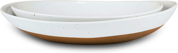Ceramic Large Serving Bowls- Set of 2 Oval Platters for Entertaining. Modern Kitchen Dishes for Dinner, Fruit, Salad