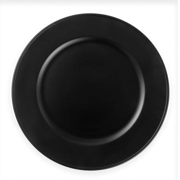 13-Inch Solid Charger Plates, 6 Pcs Plastic Dinner Plate Chargers for Wedding Party and Event, Solid Black