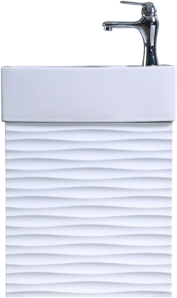 Wall-Mounted Bathroom Vanity Sink Combo – Heavy-Duty Porcelain Sink with Cabinet, Chrome Faucet, Pop-Up Drain & Overflow