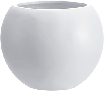 13.5" H x 17" Dia White Fiberstone Planter Pot with Drainage Hole, Large Round Indoor Outdoor Flower Pot for