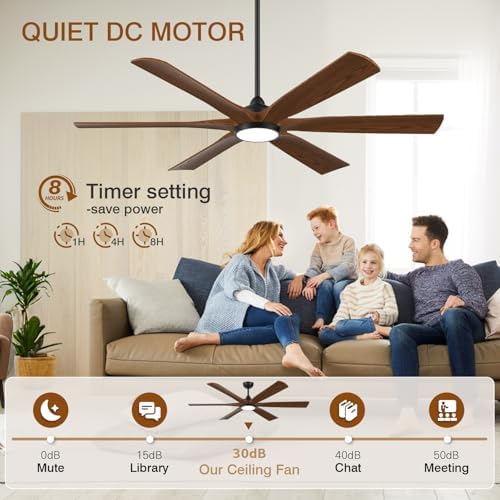 60" Ceiling Fan with LED Light and Remote - Walnut