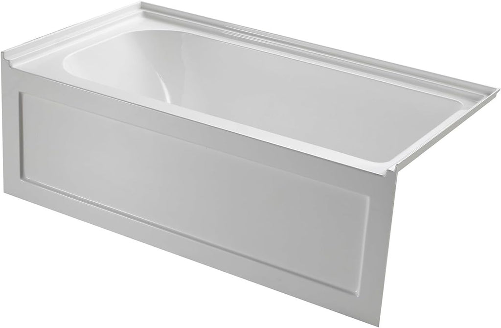 VTAP6032R21A 60-Inch Anti-Skid Acrylic 3-Wall Alcove Tub with Right Hand Drain Hole, White