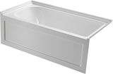 VTAP6032R21A 60-Inch Anti-Skid Acrylic 3-Wall Alcove Tub with Right Hand Drain Hole, White