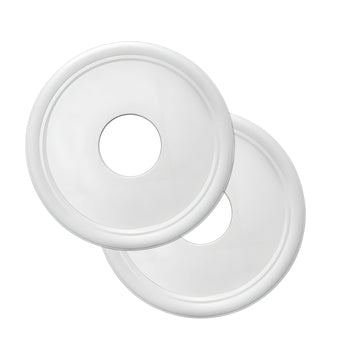 Ceiling Medallion, 2 Pieces Molded PU Light Cover Plate, Hole Cover for Light Fixtures and Ceiling Fans, White, 13"