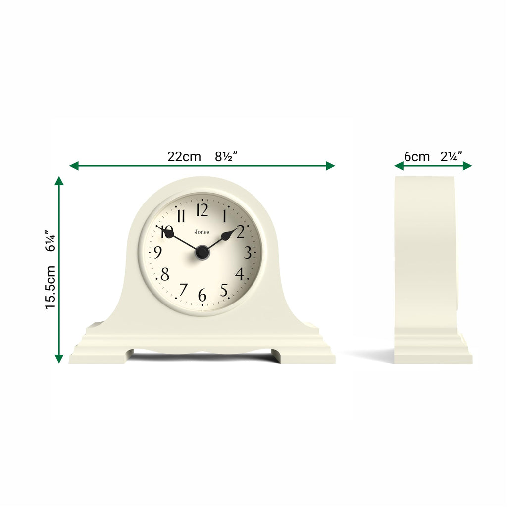 Speakeasy Small Mantel Clock | Napoleon's hat Design | Cream