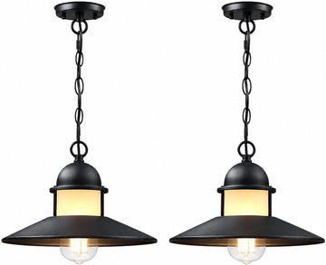 Outdoor Pendant Lights for Porch,2 Pack Farmhouse Exterior Hanging Lights Fixture with Adjustable Chain