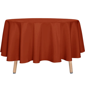 Thanksgiving Round Tablecloth - 90 Inch Burnt Orange