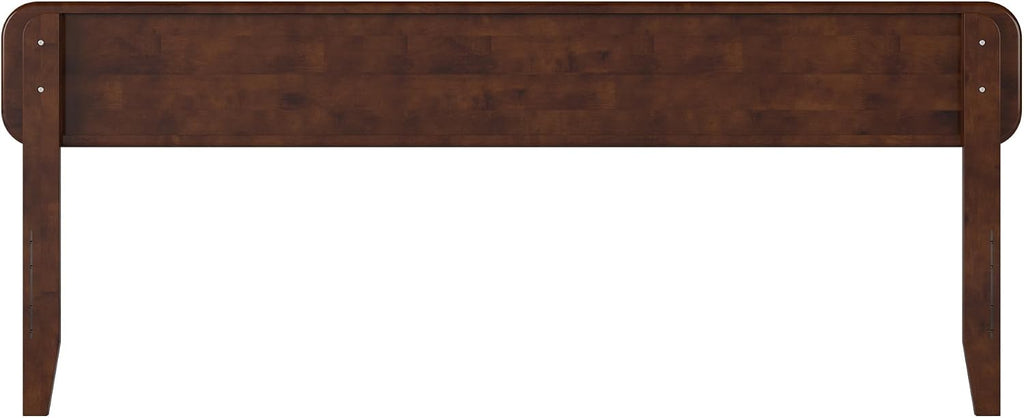 Adjustable Modern Round King Solid Wood Headboard, Walnut