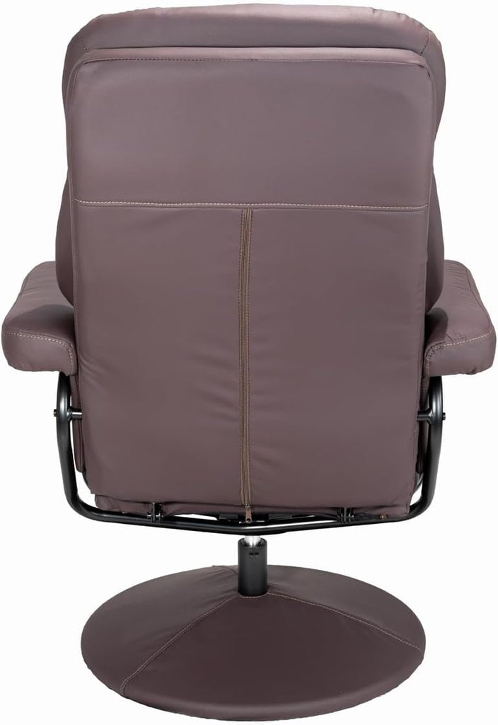 Modern Reclining Swivel Lounge Chair and Ottoman — Brown Leather