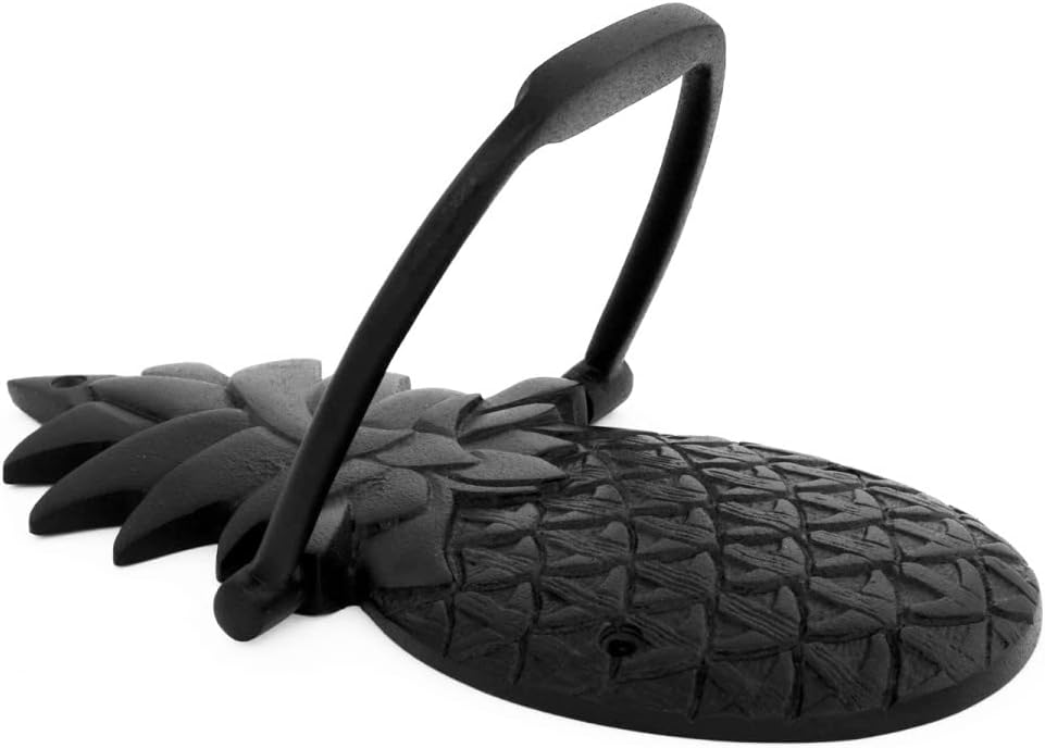 ᴹ Heavy Pineapple Door Knocker - Solid Brass Construction, Black Finish, 8 Inch Long with Mounting Hardware