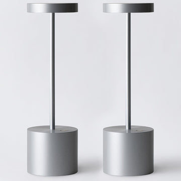 Cordless Rechargeable LED Table Lamp Set of 2, Silver