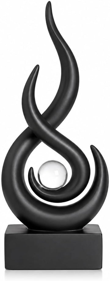 Abstract Sculpture Decor, Black Resin Art Statue | Contemporary Home Decor Accent , Bookshelf, Coffee Table, Office
