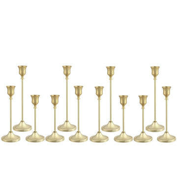 Candlestick Holders 4 Sets(12 Pcs), with Anti-Slip Pad, Metal Taper Candle Holder, Candle Holder for Wedding