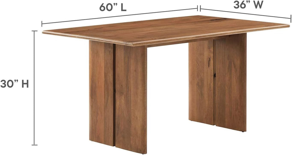 Amistad 60" Solid Wood Modern Farmhouse Rectangular Dining Table in Walnut