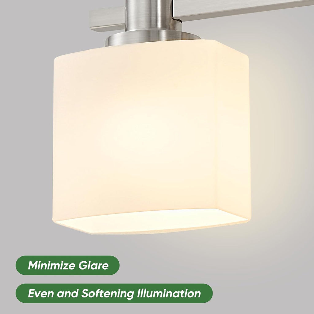 32 Inch Brushed Nickel Vanity Light 4 Light Bathroom Light Fixtures Over Mirror Milk Glass Makeup Shower Lamp