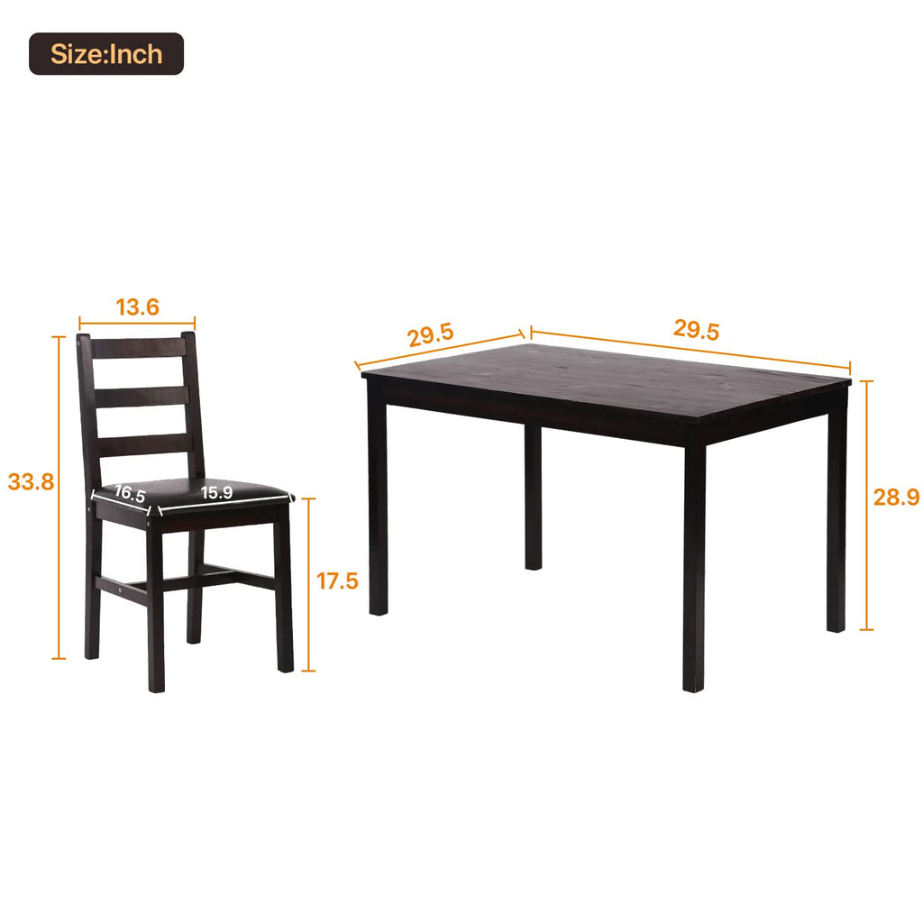Kitchen Table Set for 2, 3 Piece Wooden Dining Table Set with 2 Chairs for Small Space, Modern Square Counter Height