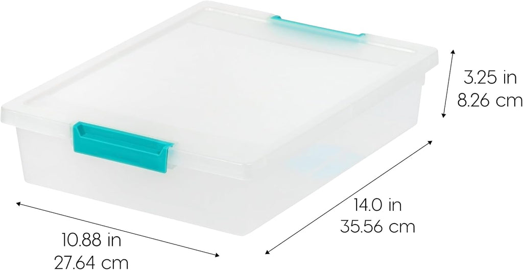 USA Storage Bins with Lids |Made in USA| 6 Qt - (4-Pack) - Clear | Sensory Craft Organizers, Plastic Clip Box Totes