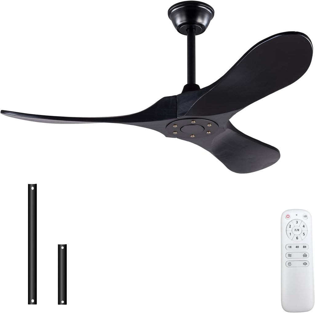 Inspired Maverick Style 42 Inch Solid Wood Ceiling Fan with Remote,Black Ceiling Fan no Light,6 Speeds,Noiseless,Reversible DC Motor,Modern Ceiling Fans without Lights for Outdoor Indoor Bedroom Farmhouse,Patios A101-B0CG69D1ZZ