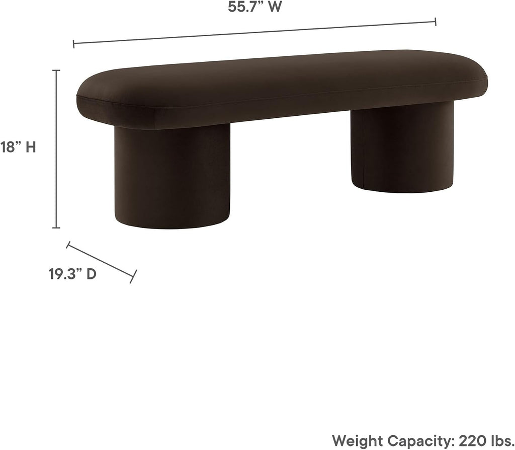 Orla Performance Velvet Upholstered Bench in Chocolate Brown