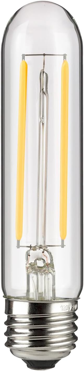 LED Filament T10 Tubular Light Bulb, 2 Watts (25W Equivalent), 160 Lumens, Medium E26 Base, 120 Volts, Dimmable, 90 (1 Pack)