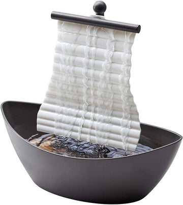 White Waters Relaxation Indoor Tabletop Fountain, Ambient LED Lighting and Natural Waterfall Sounds, Desktop, Spa