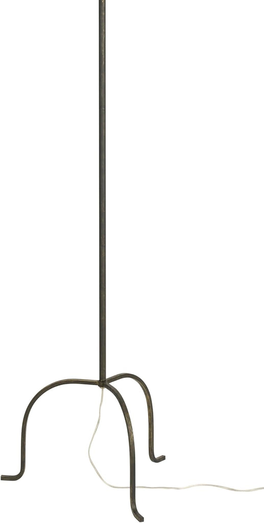 66" Black Wrought Iron Heritage Metal Slim Tripod Standing Floor Lamp for Modern, Industrial, Minimalist Living Room