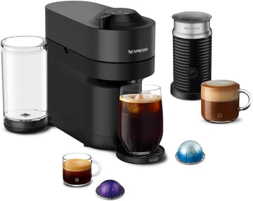 Vertuo Pop+ Coffee Machine with Milk Frother, Liquorice Black | Coffee and espresso maker by with compact design.