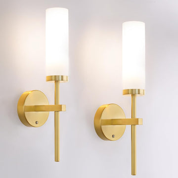Battery Operated Wall Sconces Set of 2, Gold Rechargeable Wall Lighting Fixtures, Dimmable Wall Lights with Remote &