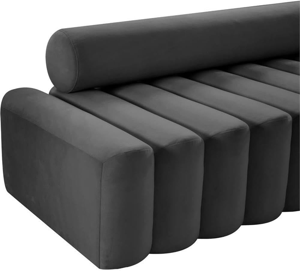 647Grey-L Melody Collection Modern | Contemporary Velvet Upholstered Loveseat with Deep Channel Tufting