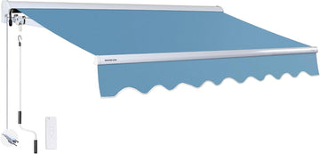 Luxury Series, 16'x10' Electric Retractable Awning, Premium Quality Fully Assembled UV+ Sun Shade Canopy, Cerulean