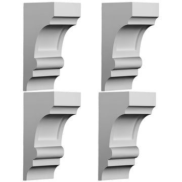 4 Pack Decorative Corbels 4" W x 5 1/4" Inch D x 10" H White Hdpe Corbels for Fireplace Mantel, Kitchen Island &