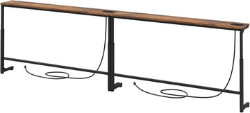 94.5" Behind Couch Table, Height Adjustable Narrow Console | 24.3"-32.5" range, split for separate walls, 2 outlets