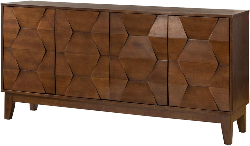 Mid Century Sideboard Buffet Cabinet with Solid Wood Legs