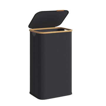 Laundry Hamper with Lid, 100L Laundry Basket, Bamboo Frame