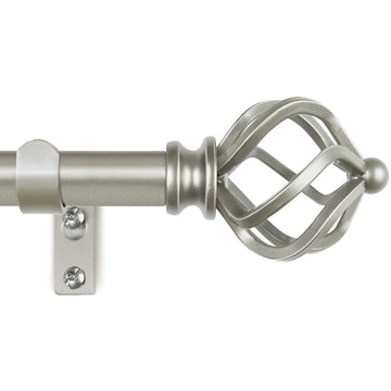Silver Curtain Rods for Windows 72 to 144 Inch, Long Adjustable