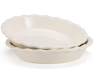 Pie Pan, Ceramic Reusable Round Pie Dish, Quiche Baking Dish, Deep, Wave Edge, For Cakes, Tart, Casseroles, Tarts