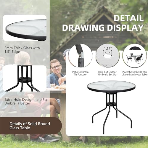6-Piece Metal Outdoor Patio Furniture Set - Dining | Black for Backyard, Garden & Porch