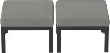 Metal Outdoor Ottoman, 2-Piece Aluminum Footstool w/Removable Cushion, Multipurpose Footrest Stool Additional