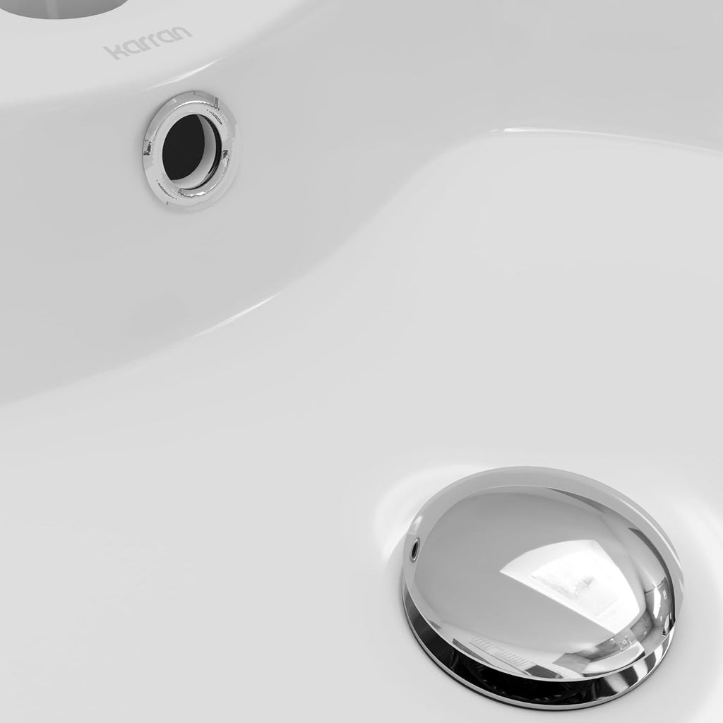 Valera 18 Inch Round Vessel Bathroom Sink, Vitreous China Above Counter Vanity Sink with Overflow