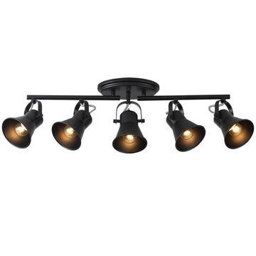 Track Lighting Kit,Black Semi Flush Mount Ceiling Light with 5 Rotatable Light Heads,Modern Accent Lighting