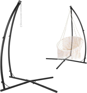 Stand, Hanging Chair C-Stand w/Buckle & Spring Hook | Outdoor Solid Steel Heavy Duty Stands Only Construction, for