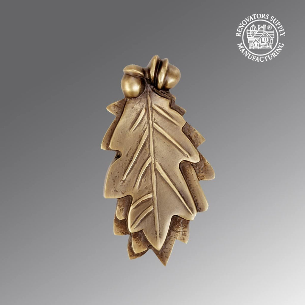 Oak Leaf Door Knocker Solid Brass Antique Finish 6 Inch Classic Entry Door Hardware