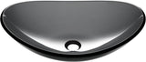 Aquaterior Tempered Glass Bathroom Vessel Sink Oval Vanity Above Counter Top Mount Basin Clear Grey Industrial Modern