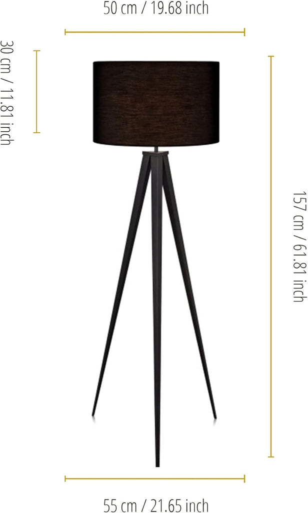 Versanora Romanza Modern LED Tripod Floor Lamp Tall Standing Light with Drum Shade Metal Legs Study Reading Bedroom