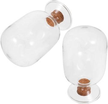 Glass Match Cloche Jar with Cork Lid for Fireplace Candles - Set of 2