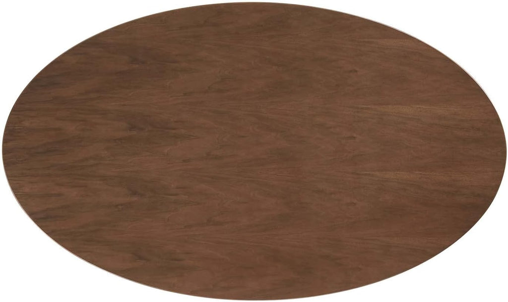 Inspired Saarinen Style Tulip Oval Pedestal Dining Table — Black Base / Walnut Top, 60″ Oval